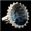 Image 3 : 14K Gold 11.50ct Topaz & 1.65ctw Diamond Ring