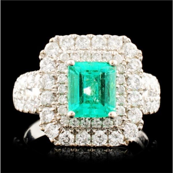 18K Gold 1.15ct Emerald & 1.19ctw Diamond Ring