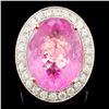 Image 1 : 14K Gold 14.21ct Tourmaline & 1.50ctw Diamond Ring