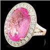 Image 2 : 14K Gold 14.21ct Tourmaline & 1.50ctw Diamond Ring