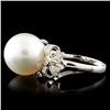 Image 4 : 18K Gold 12.00MM Pearl & 0.27ctw Diamond Ring