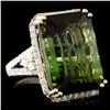 Image 3 : 14K Gold 24.39ct Tourmaline & 0.97ctw Diamond Ring