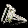 Image 4 : 14K Gold 24.39ct Tourmaline & 0.97ctw Diamond Ring