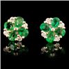 Image 1 : 14K Gold 3.00ct Emerlad & 0.40ct Diamond Earrings