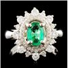 Image 1 : 14K Gold 0.69ct Emerald & 0.66ctw Diamond Ring