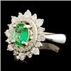 Image 2 : 14K Gold 0.69ct Emerald & 0.66ctw Diamond Ring