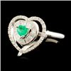 Image 2 : 18K Gold 0.21ct Emerald & 0.61ctw Diamond Ring