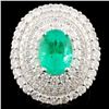 Image 1 : 18K Gold 2.27ct Emerald & 2.40ctw Diamond Ring