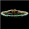 Image 1 : 14K Yellow Gold 5.00ct Emerald & 0.25ct Diamond Br
