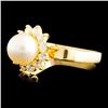 Image 2 : 14K Gold 7.00MM Pearl & 0.42ctw Diamond Ring