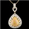 Image 1 : 18K Gold 7.47ct Opal & 1.90ctw Diamond Pendant