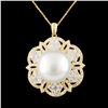 Image 1 : 18K Gold 14.00MM Pearl & 2.26ctw Diamond Pendant