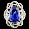 18K Gold 7.61ct Tanzanite & 0.96ctw Diamond Ring