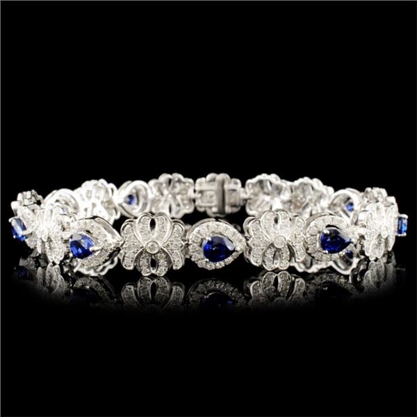 14K Gold 3.34ct Sapphire & 2.11ctw Diamond Bracele