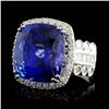 Image 2 : 18K Gold 12.70ct Tanzanite & 1.23ctw Diamond Ring