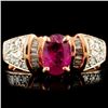 Image 1 : 14K Gold 0.98ct Ruby & 0.34ctw Diamond Ring