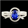 18K Gold 0.861ct Sapphire & 0.32ctw Diamond Ring