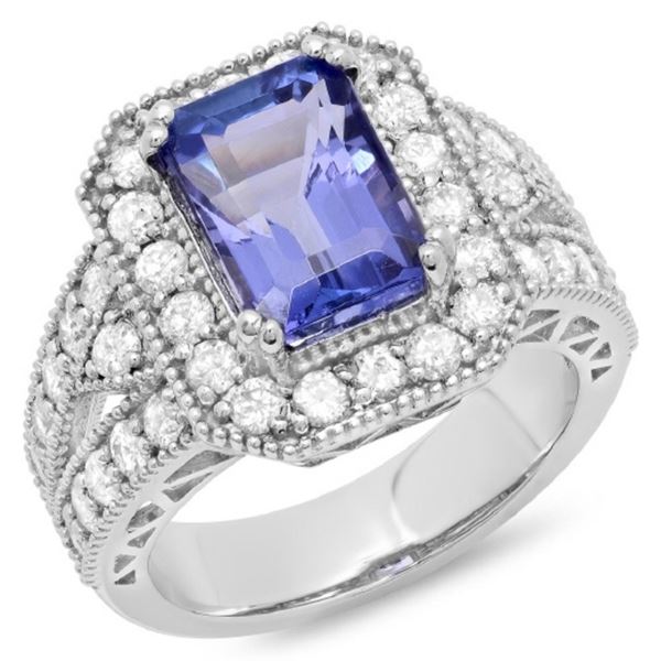 14K Gold 5.00ct Tanzanite & 1.35ct Diamond Ring