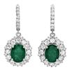 14K Gold 5.00ct Emerald & 3.25ct Diamond Earrings