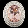 14K Rose Gold 9.77ct Morganite & 1.79ct Diamond Ri