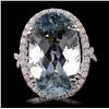 18K Gold 10.00ct Aquamarine & 0.91ct Diamond Ring