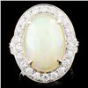 14K Gold 4.70ct Opal & 1.31ctw Diamond Ring