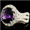 Image 2 : 14K Gold 4.44ct Amethyst & 1.30ctw Diamond Ring