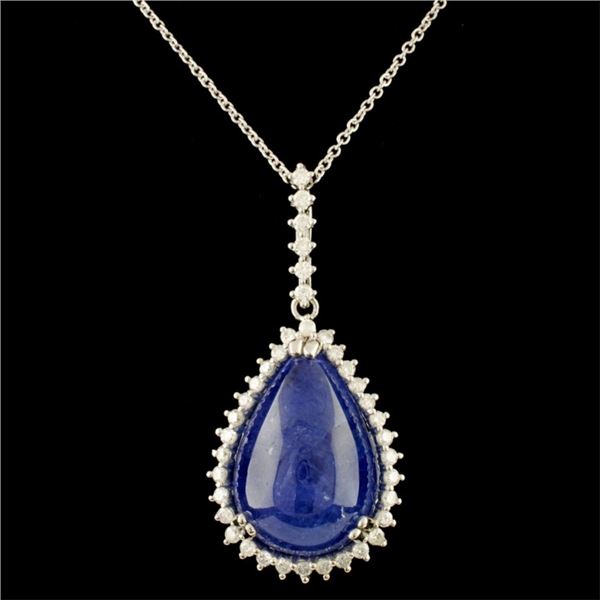 14K Gold 17.11ct Tanzanite & 0.64ctw Diamond Penda