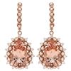 14K Gold 12.00ct Morganite & 1.90ct Diamond Earrin