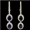 Image 1 : 14K Gold 17.00ct Sapphire & 1.51ctw Diamond Earrin