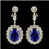 18K Gold 17.46ct Tanzanite & 3.89ctw Diamond Earri