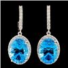 14K Gold 14.00ct Topaz & 1.10ctw Diamond Earrings