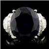 14K Gold 13.50ct Sapphire & 0.75ctw Diamond Ring