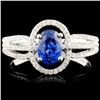 18K Gold 0.86ct Sapphire & 0.32ctw Diamond Ring
