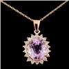 14K Gold 6.01ct Kunzite & 0.60ct Diamond Pendant