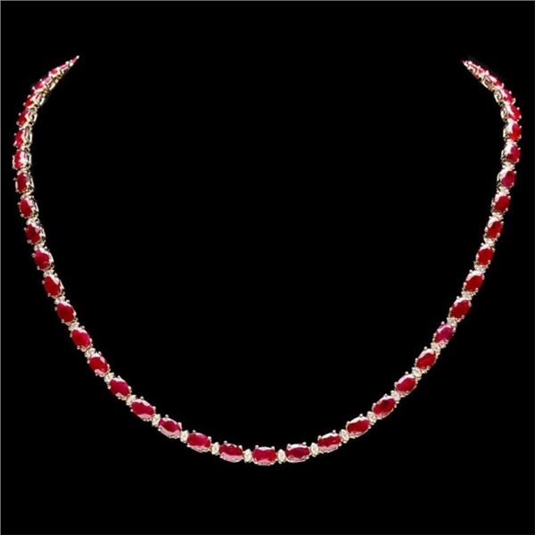 `14k Gold 27.00ct Ruby & 1.25ct Diamond Necklace