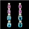 14K Gold 2.00ct Zircon & 0.35ctw Diamond Earrings