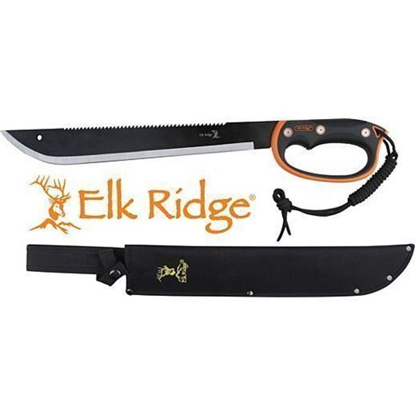 MC ELK RIDGE MACHETE 21.5" BLADE W/SHEATH D-HANDLE BLK/SS