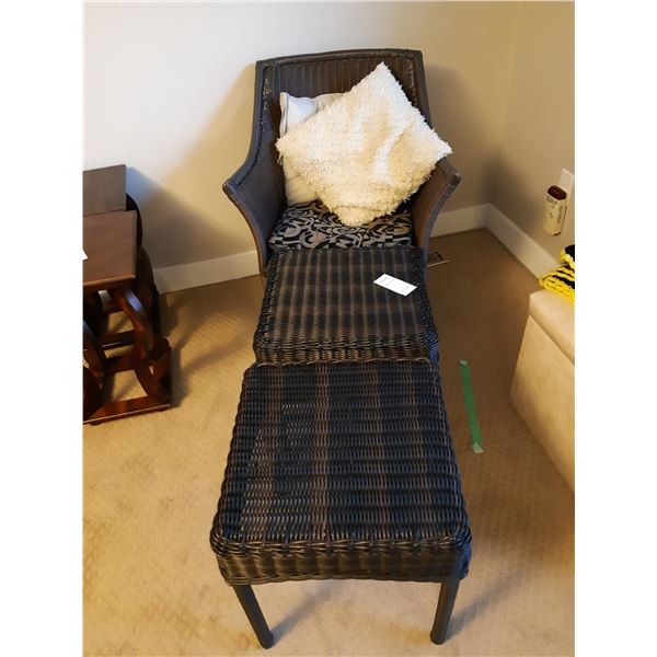 Wicker Chair & Foot Stools Cat C