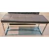 Image 1 : LEATHER / CHROME BENCH - GREY TONES