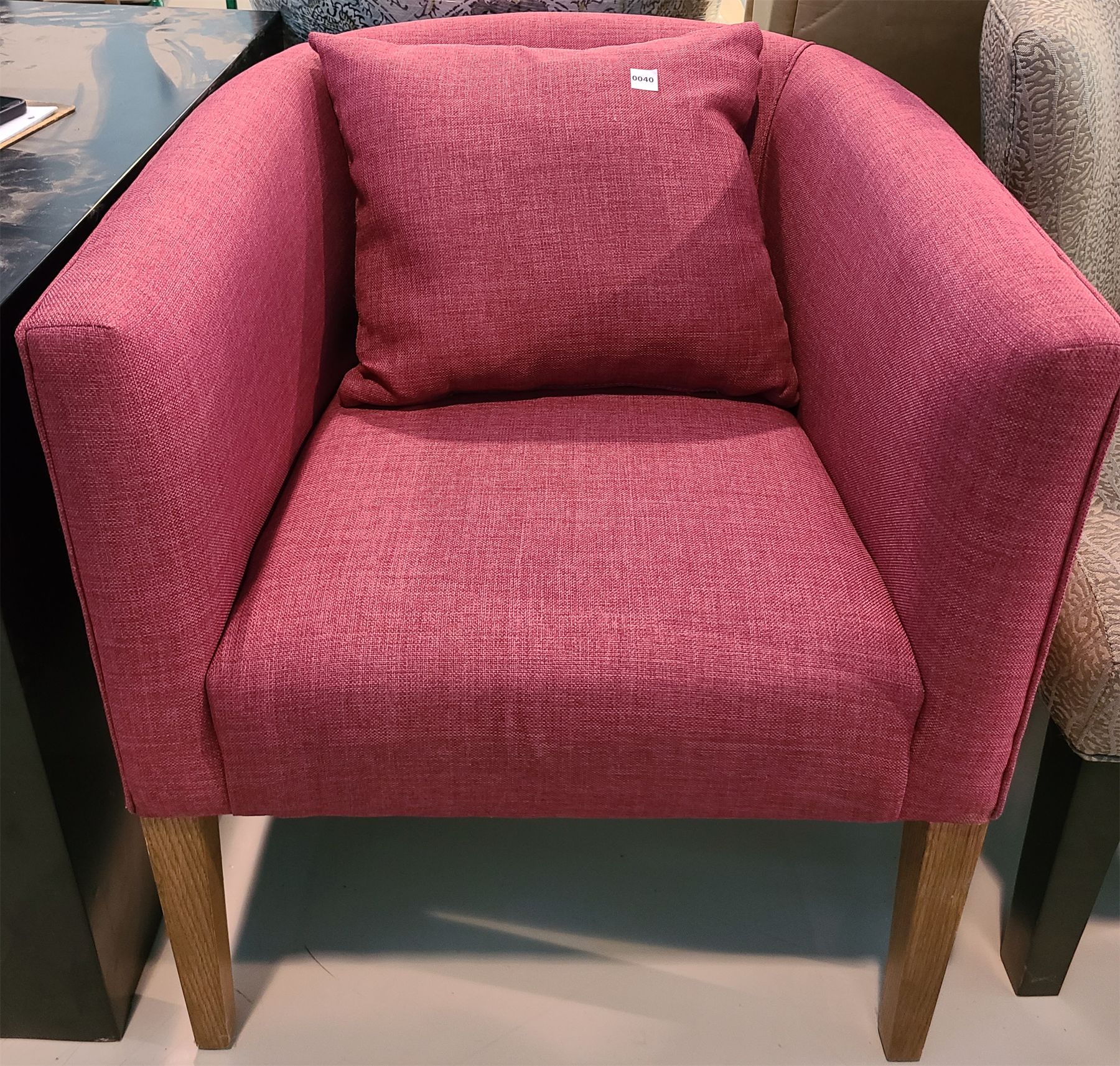 Raspberry Rounded Chairs OCCASSIONAL UPHOLSTERED CHAIR - RASPBERRY TONE - Kidd Family Auctions