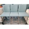 Image 1 : LOT OF 3 - LEATHER / CHROME BAR STOOLS - GREY / GREEN TONES
