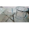 LOT OF 2 - GLASS / CHROME END TABLES