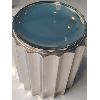 Image 1 : CHROME / GLASS SIDE TABLE - NOTE CHROME TOP IS CONCAVE