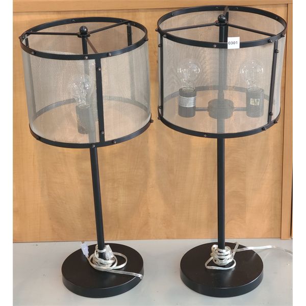 LOT OF 2 - METAL & WIRE DESK LAMPS