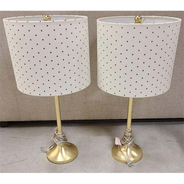 LOT OF 2 - GOLD & POLKA DOT LAMPS