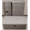 Image 1 : LOT OF 3 - FOLDABLE FABRIC STORAGE DRAWERS W/ LIDS