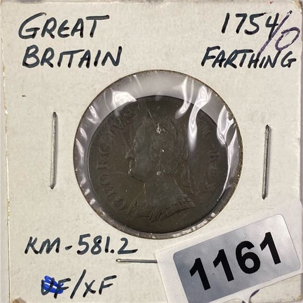 1754 Great Britiain Farthing -