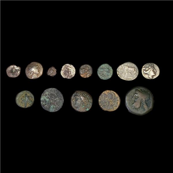 (13) Ancient Coins w/ Silver