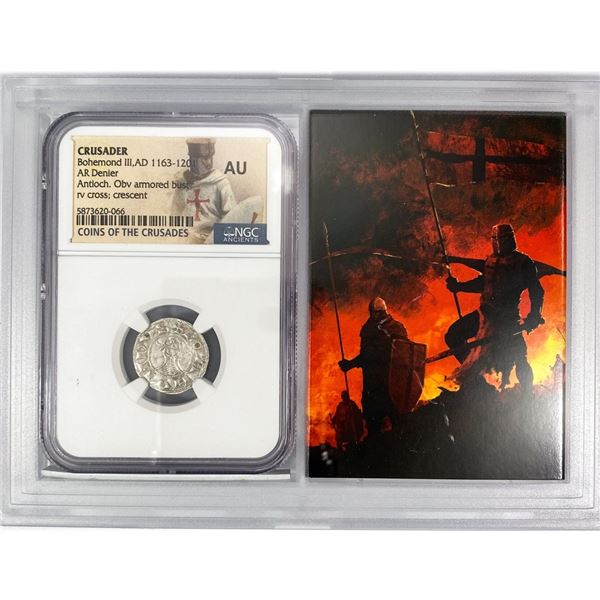 1163-1201 Crusades Silver Denier NGC AU